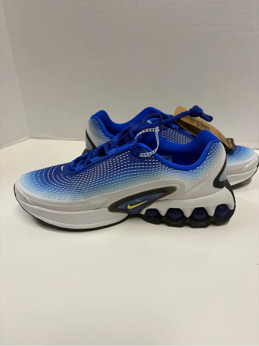 Nike Kids Air Max Dn Blue Gradient Mesh Sneakers with Yellow Swoosh